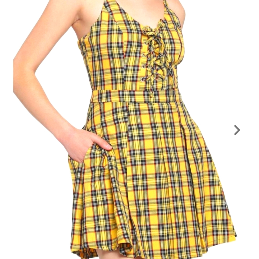 Hot Topic Plaid Yellow Dress